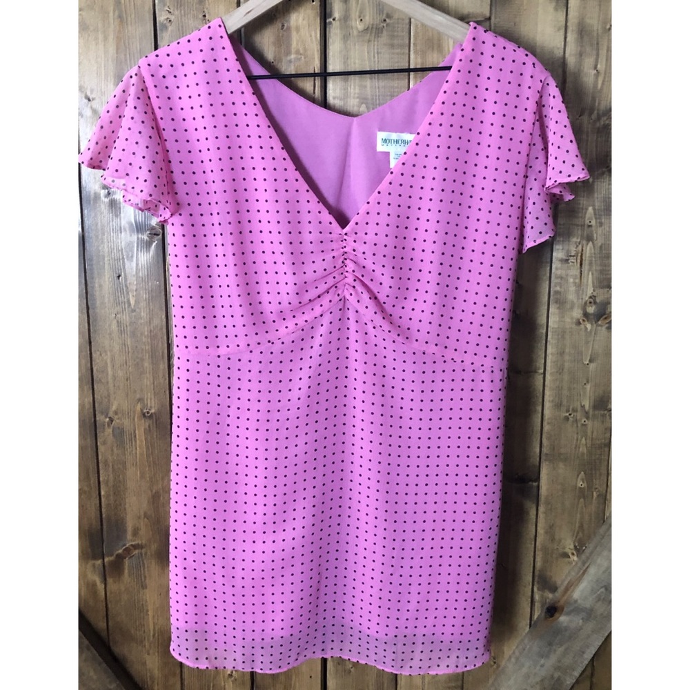 Motherhood Pink/Black Polk-A-Dot Blouse Size XL